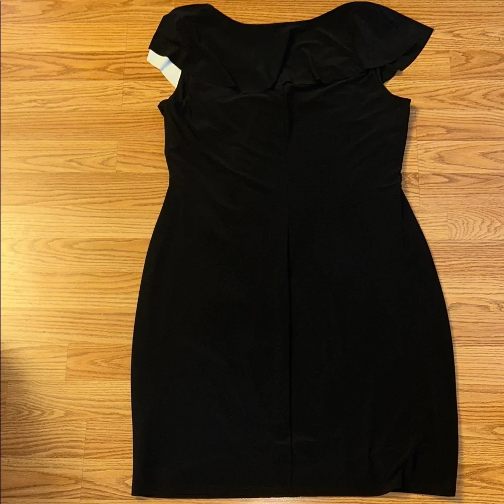 Lauren Ralph Lauren Black Dress with White Ruffle size 16 Petite - Picture 9 of 10